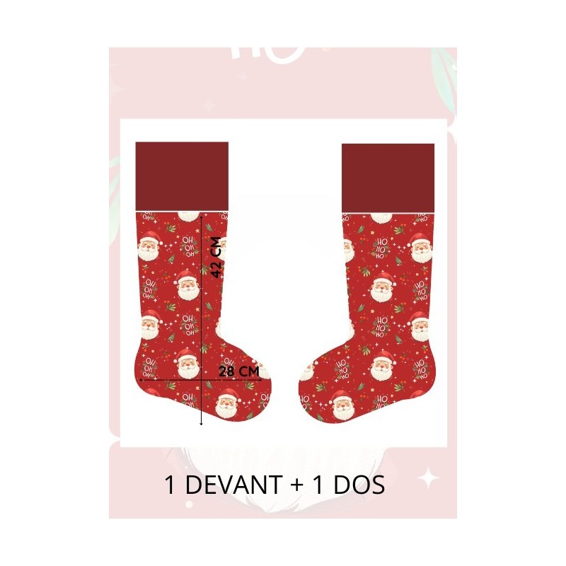 Panneau à Coudre pour Chaussette de Noël Père Noël - 100% coton Oeko-Tex Mercerie des Princesses