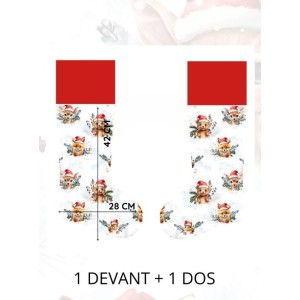  Panneau à Coudre pour Chaussette de Noël Animaux de Noël - 100% coton Oeko-Tex Mercerie des Princesses