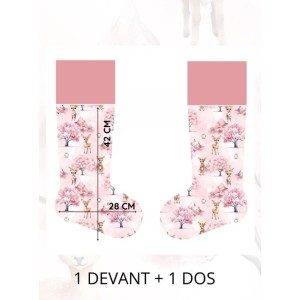 Panneau à Coudre pour Chaussette de Noël Biche Enchantée - 100% coton Oeko-Tex Mercerie des Princesses