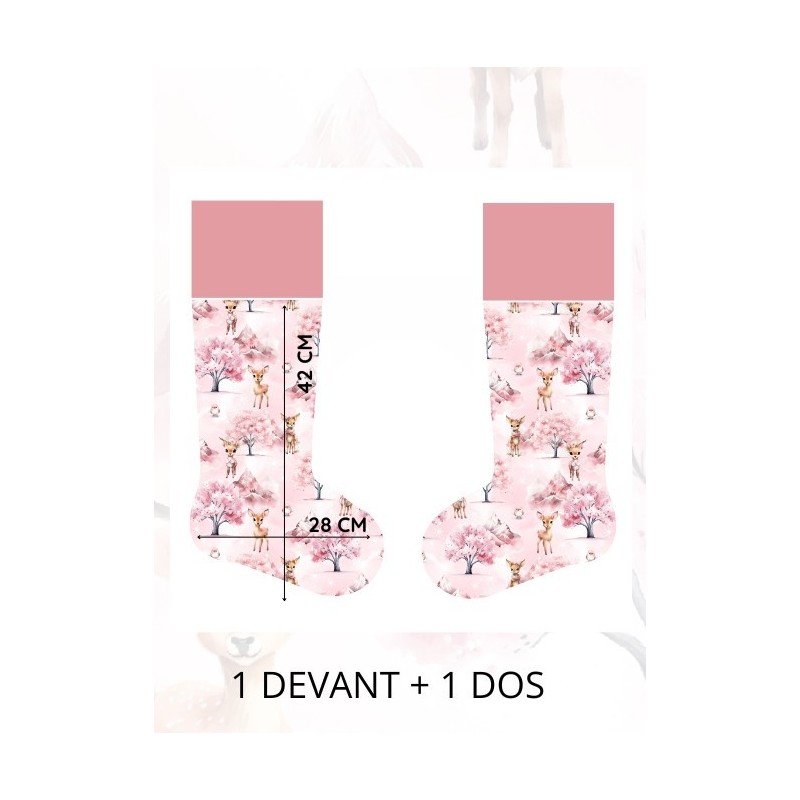 Panneau à Coudre pour Chaussette de Noël Biche Enchantée - 100% coton Oeko-Tex Mercerie des Princesses