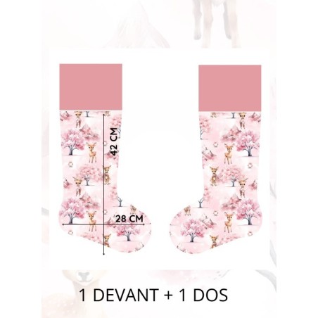 Panneau à Coudre pour Chaussette de Noël Biche Enchantée - 100% coton Oeko-Tex Mercerie des Princesses