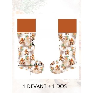  Panneau à Coudre pour Chaussette de Noël Pain D'épice - 100% coton Oeko-Tex Mercerie des Princesses