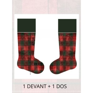 Panneau à Coudre pour Chaussette de Noël A Carreaux - 100% coton Oeko-Tex Mercerie des Princesses
