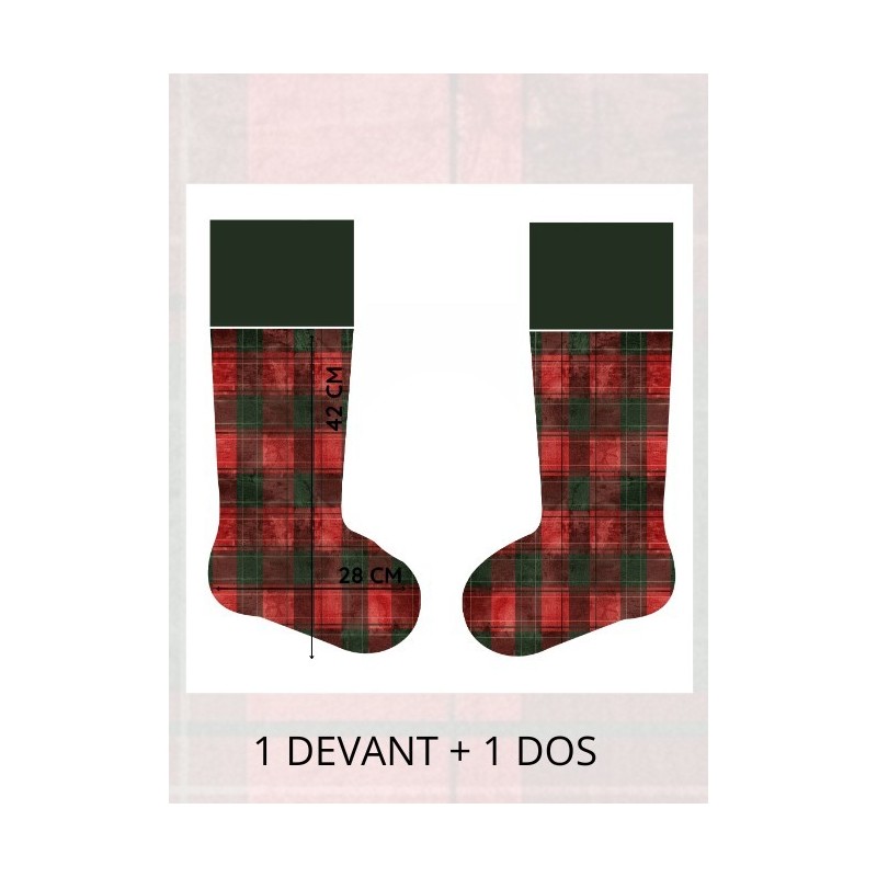 Panneau à Coudre pour Chaussette de Noël A Carreaux - 100% coton Oeko-Tex Mercerie des Princesses