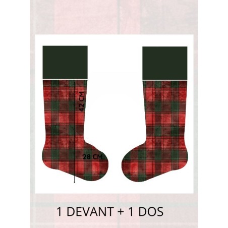 Panneau à Coudre pour Chaussette de Noël A Carreaux - 100% coton Oeko-Tex Mercerie des Princesses