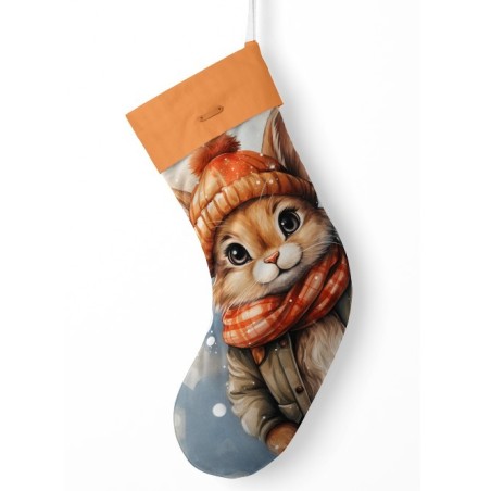 Panneau à Coudre pour Chaussette de Noël Lapin - 100% coton Oeko-Tex Mercerie des Princesses