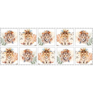 Coupon Lingettes Lion boho coton imprimé à réaliser soi-même  - Certifié Oeko-Tex®