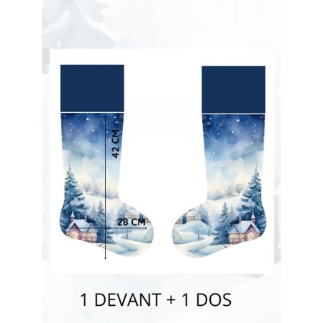 Panneau à Coudre pour Chaussette de Noël Paysage Hivernale - 100% coton Oeko-Tex Mercerie des Princesses