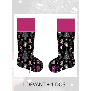 Panneau à Coudre pour Chaussette de Noël Gothic- 100% coton Oeko-Tex Mercerie des Princesses