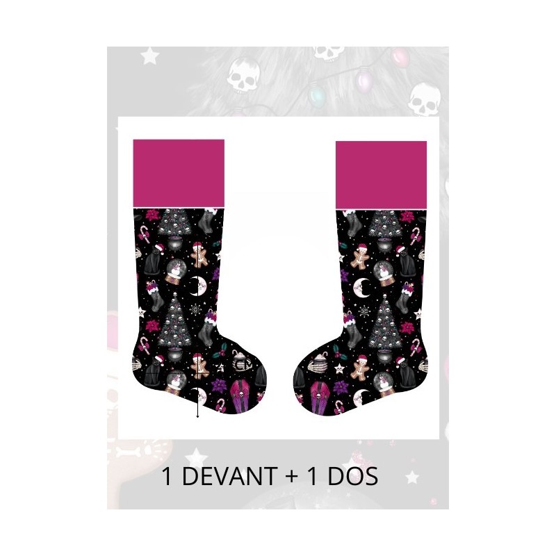 Panneau à Coudre pour Chaussette de Noël Gothic- 100% coton Oeko-Tex Mercerie des Princesses