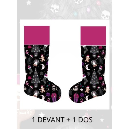 Panneau à Coudre pour Chaussette de Noël Gothic- 100% coton Oeko-Tex Mercerie des Princesses