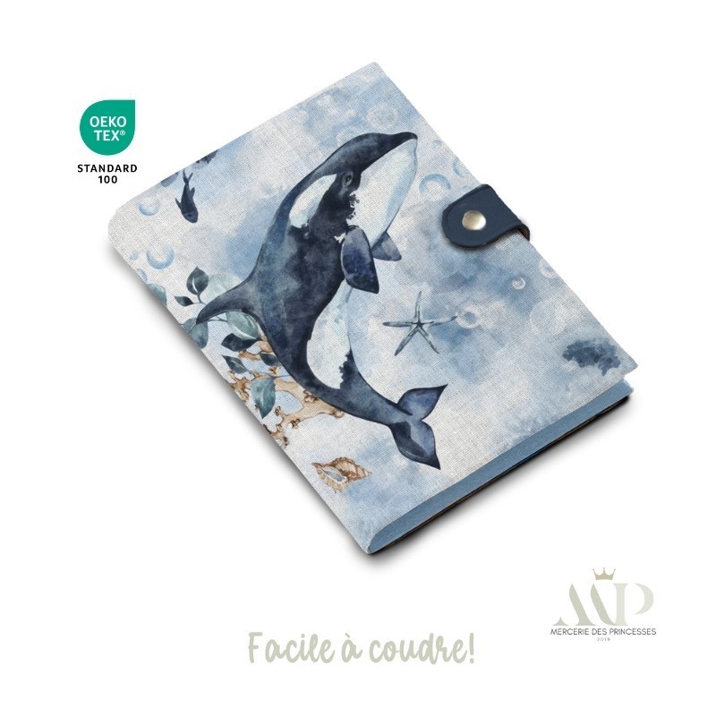Panneau de couture Protège Carnet de Santé - Motif Marine - Animaux Marins DIY - Tissu Patron pour création naissance Mercerie d