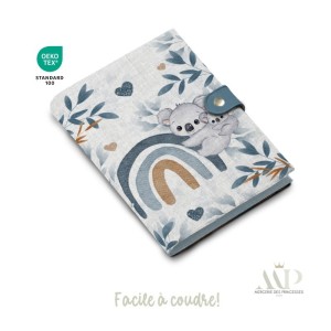 Panneau de couture Protège Carnet de Santé - Motif Koala Bleu - Animaux DIY - Tissu Patron pour création naissance Mercerie des 