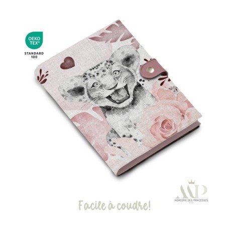 Panneau de couture Protège Carnet de Santé - Motif Savane Vieux Rose DIY - Tissu Patron pour création naissance Mercerie des Pri