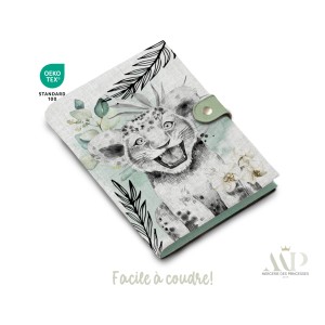 Panneau de couture Protège Carnet de Santé - Motif Savane Vert d'Eau DIY - Tissu Patron pour création naissance Mercerie des Pri
