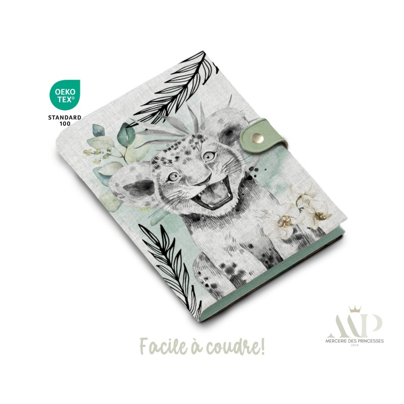 Panneau de couture Protège Carnet de Santé - Motif Savane Vert d'Eau DIY - Tissu Patron pour création naissance Mercerie des Pri