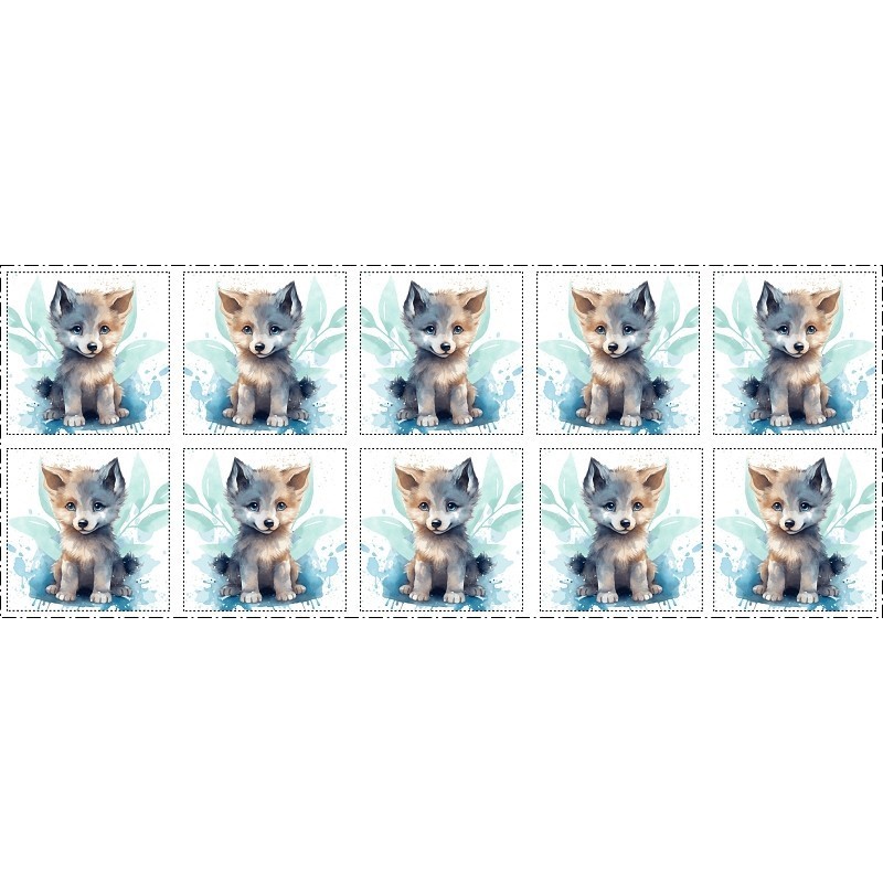 Coupon Lingettes Louveteau coton imprimé à réaliser soi-même  - Certifié Oeko-Tex®