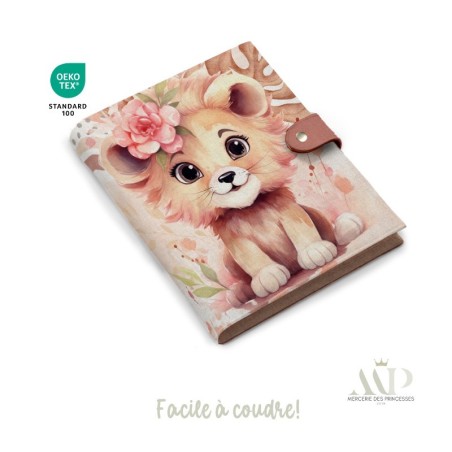 Panneau de couture Protège Carnet de Santé - Motif Rainbow Lion - Animaux DIY - Tissu Patron pour création naissance Mercerie de