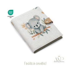 Panneau de couture Protège Carnet de Santé - Motif Tendre Koala - Animaux DIY - Tissu Patron pour création naissance Mercerie de