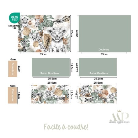 Panneau de couture Protège Carnet de Santé - Motif Lion Boho - Animaux Savane DIY - Tissu Patron pour création naissance Merceri