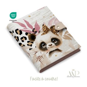 Panneau de couture Protège Carnet de Santé - Motif Panda Leopard - Animaux Savane DIY - Tissu Patron pour création naissance Mer