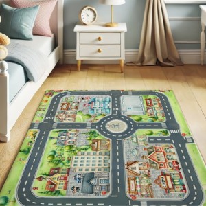  Tapis de jeu pour enfant Ma petite ville 130x100cm en tissu softshell Mercerie des Princesses