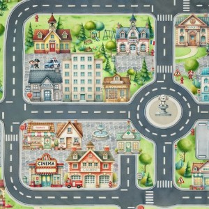  Tapis de jeu pour enfant Ma petite ville 130x100cm en tissu softshell Mercerie des Princesses