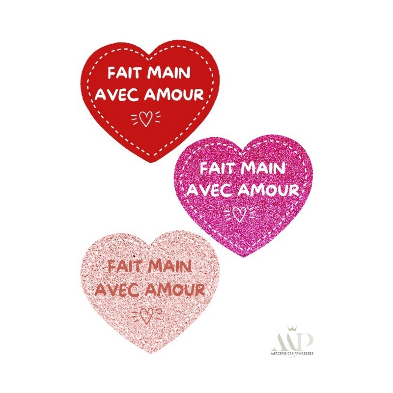 Panneau de 9 cœurs en simili cuir – "Fait Main avec Amour" Mercerie des Princesses