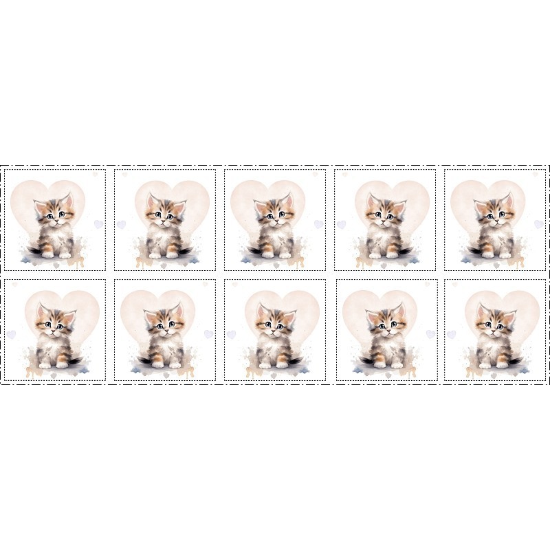 Coupon Lingettes Cute Kitty coton imprimé à réaliser soi-même  - Certifié Oeko-Tex®