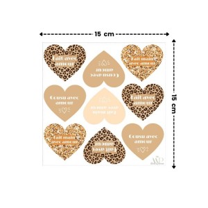  Panneau de 9 cœurs en simili cuir – "Cousu avec Amour" Mercerie des Princesses