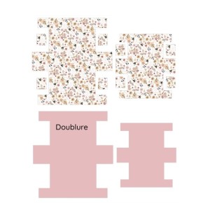  Panneau de tissu – Duo de trousses de toilette “Fleurs Sauvage Rose” – coton Oeko-tex® 153g/m² Mercerie des Princesses