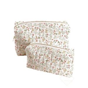 Panneau de tissu – Duo de trousses de toilette “Fraises des bois” – coton Oeko-tex® 153g/m² Mercerie des Princesses