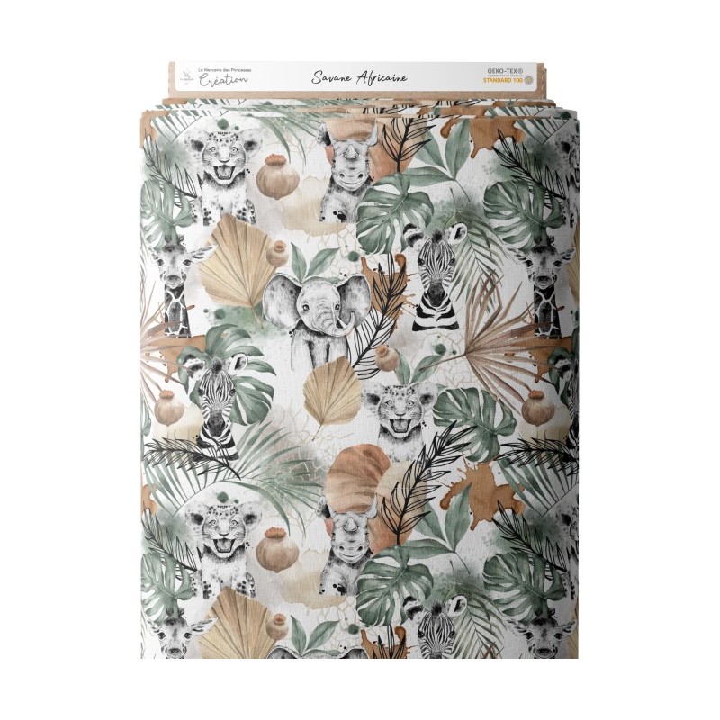 Tissu coton imprimé pour enfants Savane Africaine  - Certifié Oeko-Tex® Mercerie des Princesses