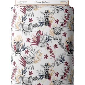 Tissu coton imprimé pour enfants Savane Bordeaux- Certifié Oeko-Tex® Mercerie des Princesses