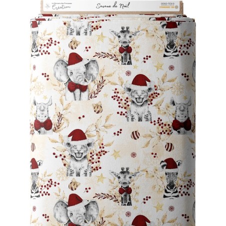 Tissu coton imprimé pour enfants Savane de Noël - Certifié Oeko-Tex® Mercerie des Princesses