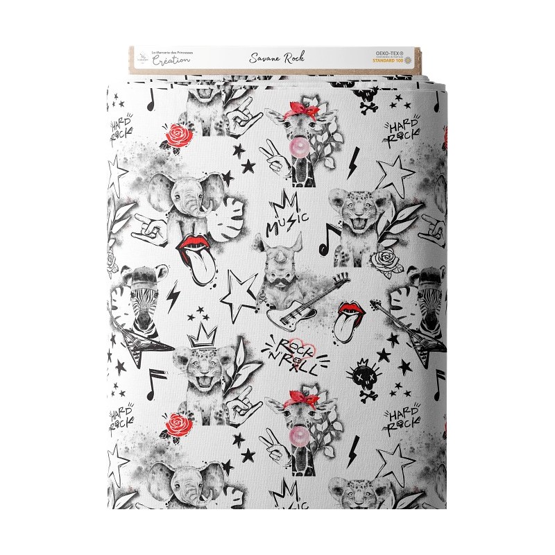 Tissu coton imprimé pour enfants Savane Rock- Certifié Oeko-Tex® Mercerie des Princesses