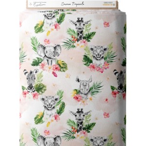 Tissu coton imprimé pour enfants Savane Tropicale- Certifié Oeko-Tex® Mercerie des Princesses