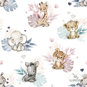 Tissu coton imprimé pour enfants Safari Babies- Certifié Oeko-Tex® Mercerie des Princesses