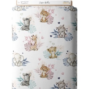  Tissu coton imprimé pour enfants Safari Babies- Certifié Oeko-Tex® Mercerie des Princesses