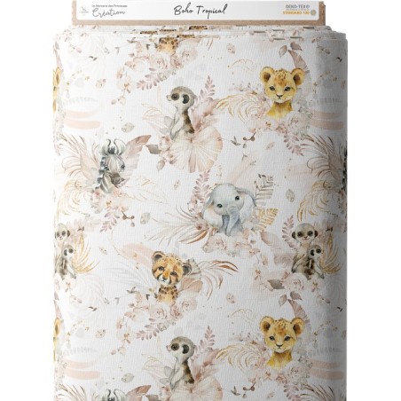 Tissu coton imprimé pour enfants Tropical Boho- Certifié Oeko-Tex® Mercerie des Princesses