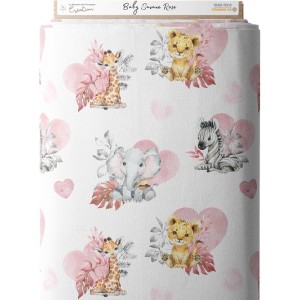 Tissu coton imprimé pour enfants Baby Savane Rose- Certifié Oeko-Tex® Mercerie des Princesses
