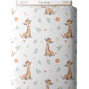 Tissu coton imprimé pour enfants Girafes à plumes- Certifié Oeko-Tex® Mercerie des Princesses