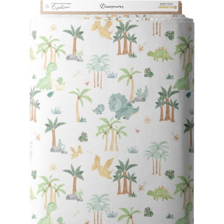 Tissu coton imprimé pour enfants Dinosaures - Certifié Oeko-Tex® Mercerie des Princesses