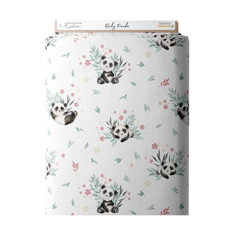 Tissu coton imprimé pour enfants Baby Panda - Certifié Oeko-Tex® Mercerie des Princesses