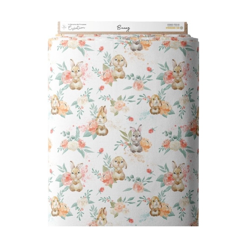 Tissu coton imprimé pour enfants Bunny - Certifié Oeko-Tex® Mercerie des Princesses