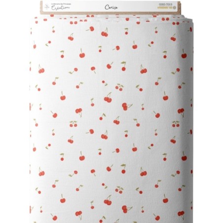 Tissu coton imprimé Cerises - Certifié Oeko-Tex® Mercerie des Princesses