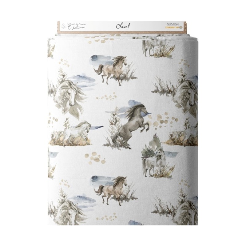 Tissu coton imprimé pour Cheval - Certifié Oeko-Tex® Mercerie des Princesses