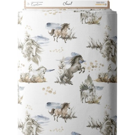 Tissu coton imprimé pour Cheval - Certifié Oeko-Tex® Mercerie des Princesses