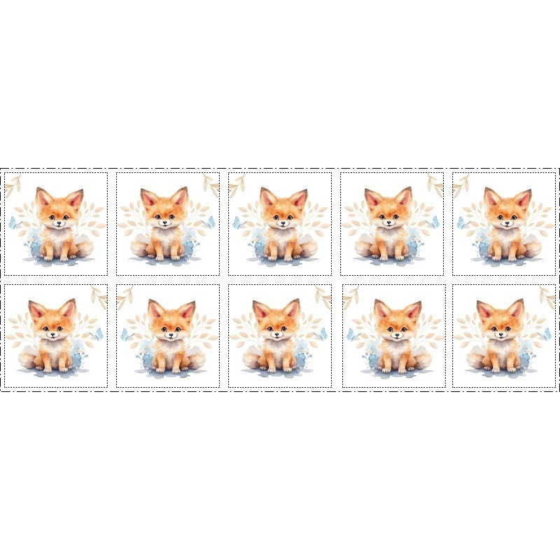 Coupon Lingettes Renardeau coton imprimé à réaliser soi-même  - Certifié Oeko-Tex®