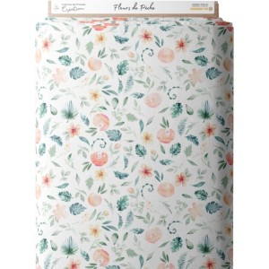 Tissu coton imprimé pour enfants Fleurs de Pêches - Certifié Oeko-Tex® Mercerie des Princesses